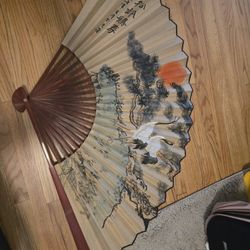 Vintage Asian HandPainted Decor Fan