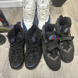 Jordan 12s, Jordan Aqua 8s, Egg plant Foams