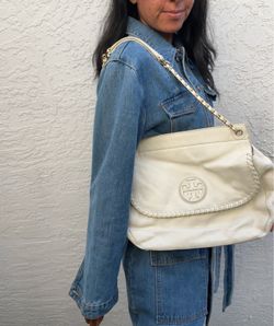 White Tory Burch Shoulder Bag w/ Chain