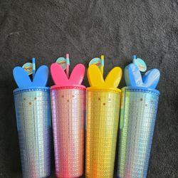 Set of 4 Peeps Easter Bunny Ear Tumblers – 24oz Textured Cold Cups (Complete Collection)