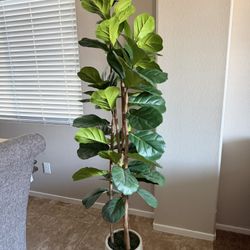 Artificial Fiddle Leaf Tree W/ White Planter