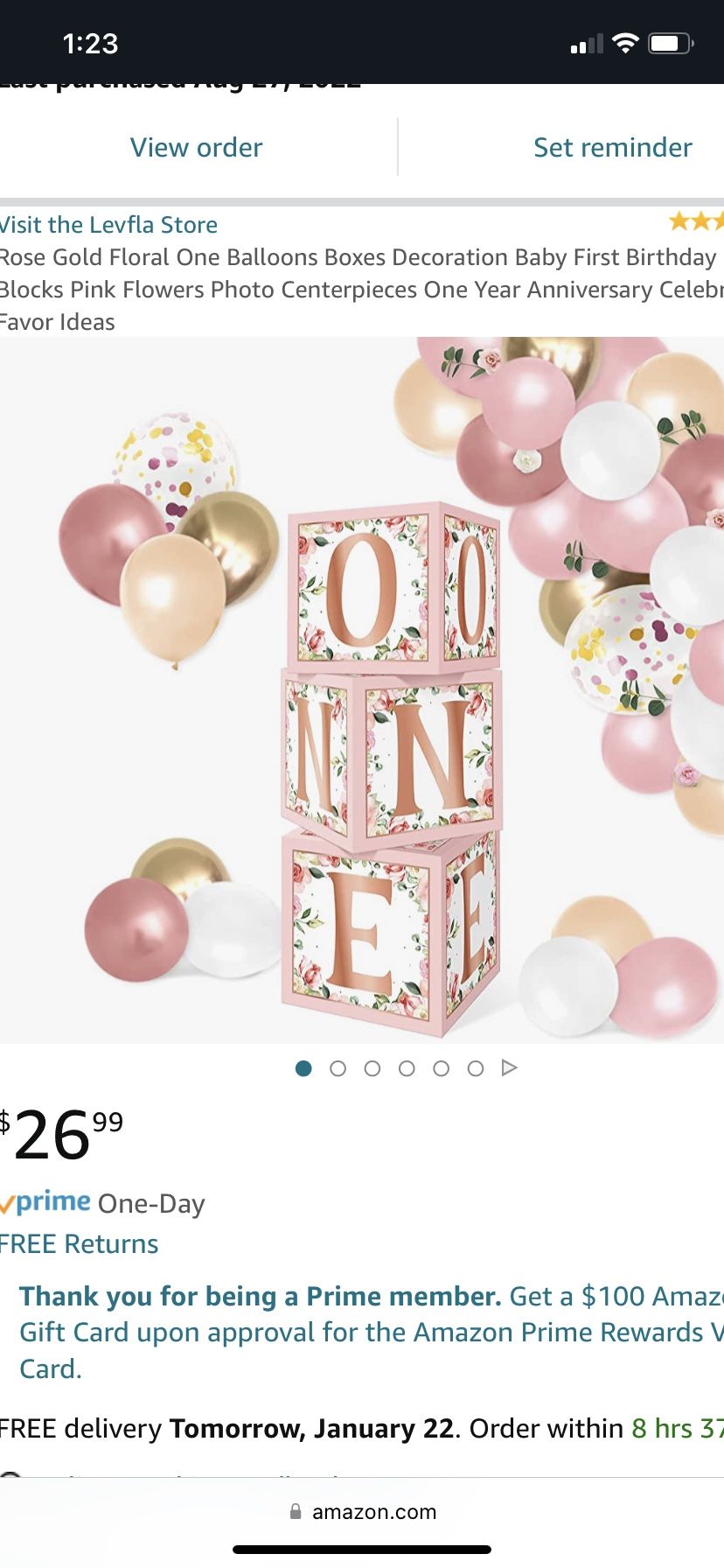 Decoration Birthday Boxes -One/ Babygirl First Bday