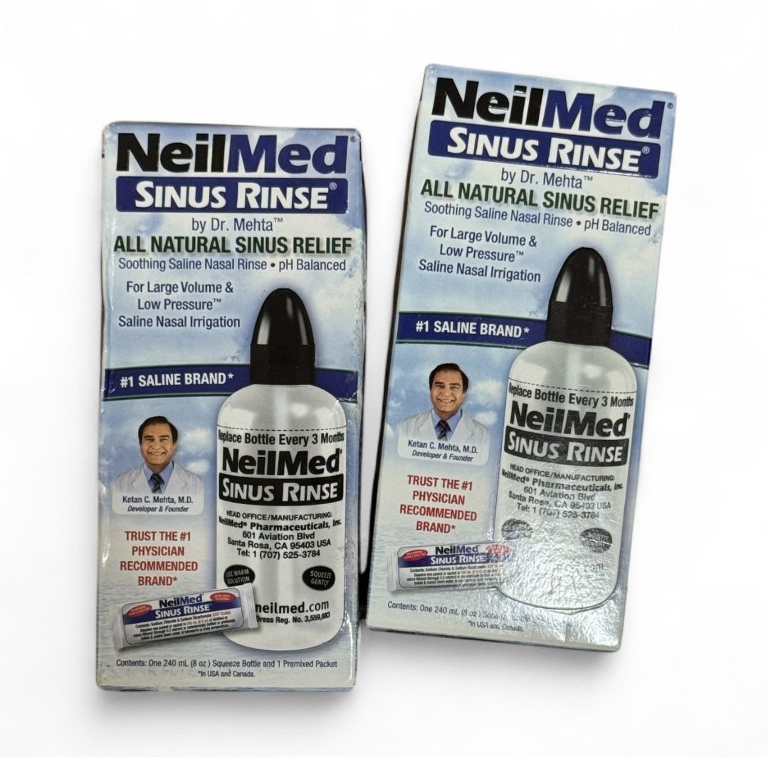 Both for $8 Bundle of 2 Neilmed Sinus Rinse Two Squeeze Bottles 8 Oz & two premixed packets