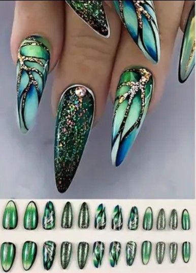 24-pcs. Gradient Almond Shaped Long Press-On Nails