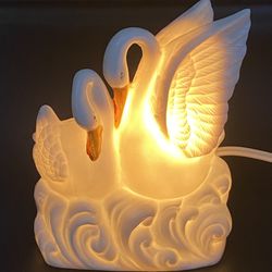 Vintage I.W. Rice Double Swan Electric Lamp Night Light 