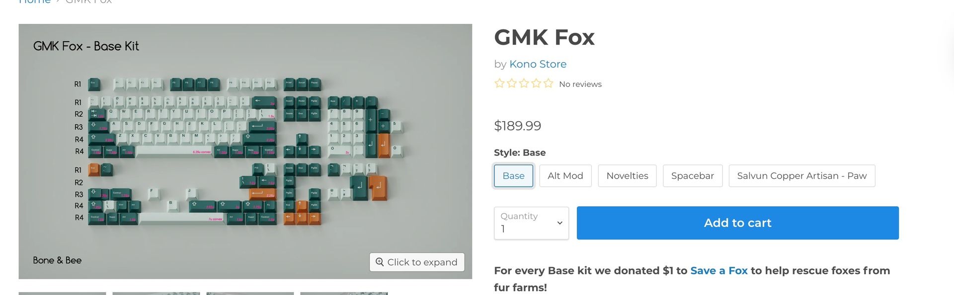 Kono GMK Fox Keycaps With Novelties And Spacebars Brand New