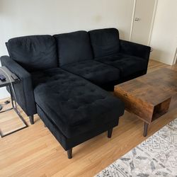 Velvet Reversible Sofa/couch & Chaise