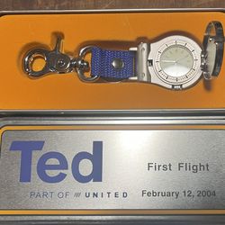 TED United  Airlines Belt Or Backpack Pocket Watch. New In Box