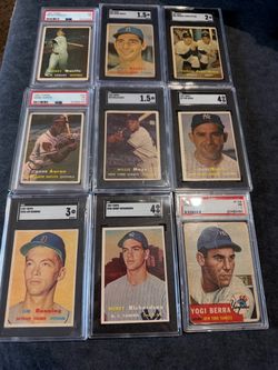 (9) 1950s GRADED CARDS MANTLE