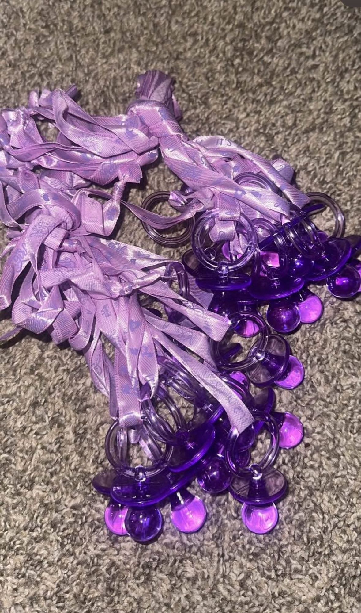 23 purple it’s a girl Baby Shower Pacifiers Necklaces