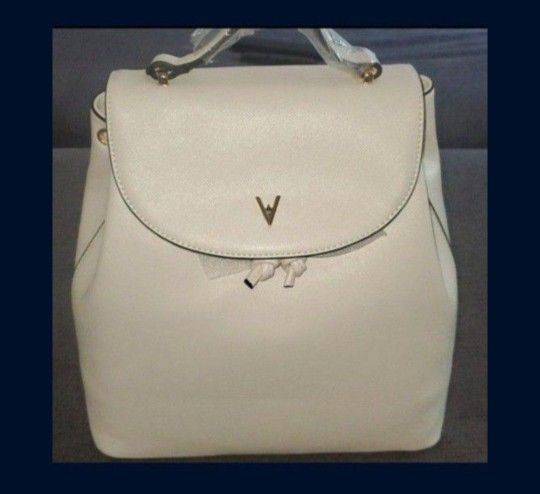 Vanessa William's Cream Leather Backpack  Purse