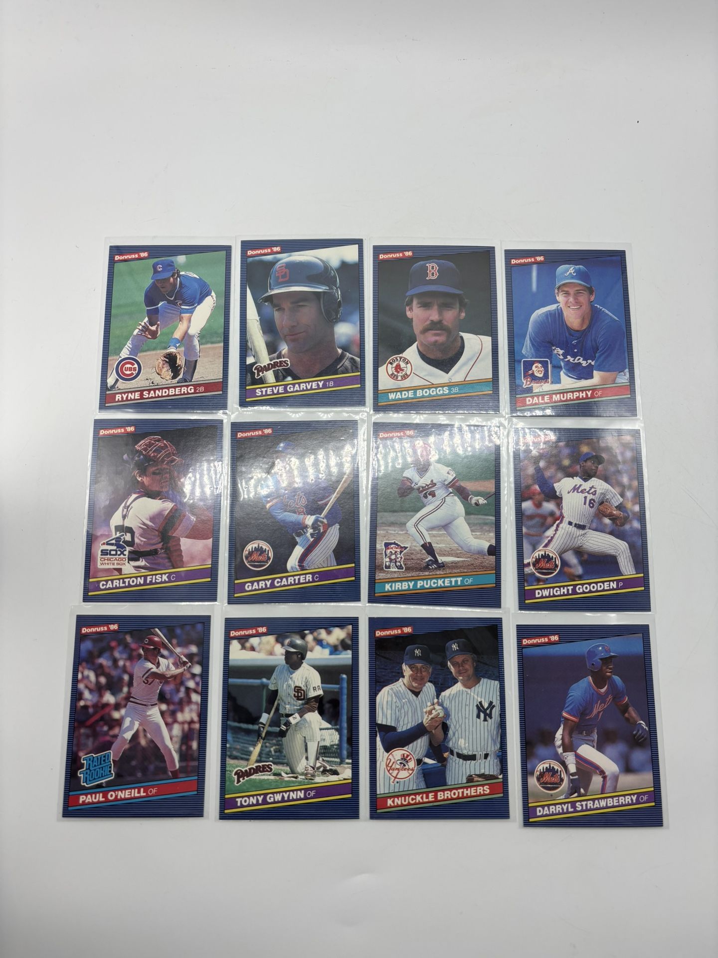1986 DONRUSS MLB Baseball Lot Of 12 HOF All Star Rookies Gwynn Puckett Boggs