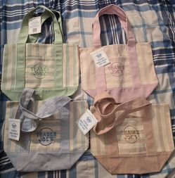 Trader Joe's Striped Mini Canvas Tote Bags Set of 4
