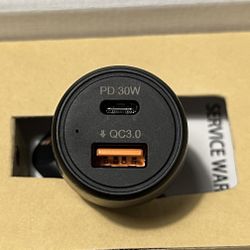 USB-C Car Charger 30W 2-Port Type-C Car Adapter, iPhone Car Charger with Power IQ 3.0