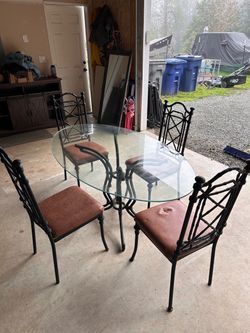 Glass Top Dining Table with 4 Chairs