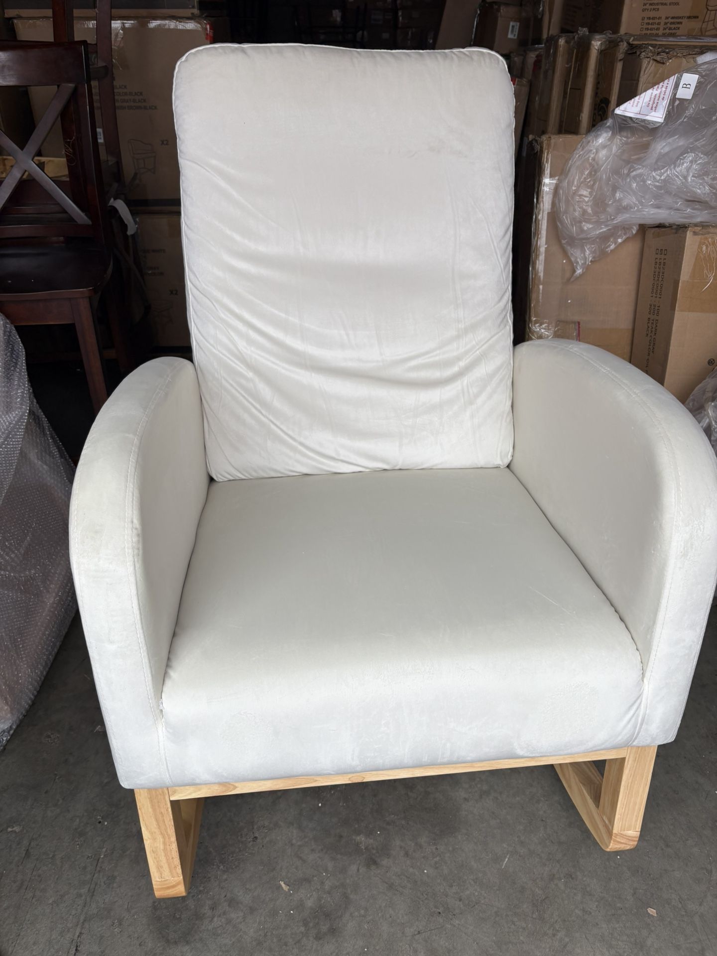 Beige Arm Accent Rocking Chair
