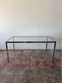 Vintage Chrome & Glass Dining Table