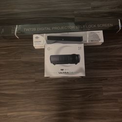 Projector Home Theater With Sound Bar And Projector Screen BRAND NEW UNOPENED IN ORIGINAL PACKAGING