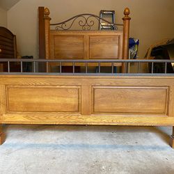 Solid wood queen bed frame