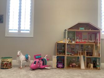 KidKraft  Majestic Mansion (Wooden)/ Barbie Airplane/Our Generation Camarillo Horse/Barbie Jeep