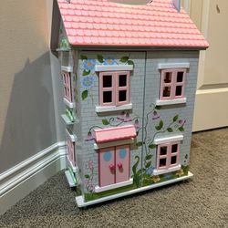 Portable Wooden Doll House Plus Furniture