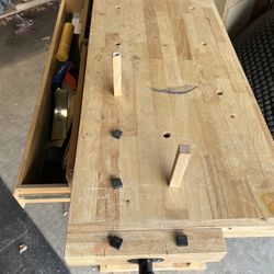 Wooden Workbench with Vise — Make An Offer
