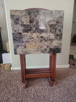 4pc faux granite TV tray set