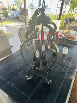 Large Beautiful 4 Light Bronze Ceiling Chandelier 