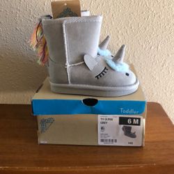 Grey Toddler Unicorn Boots 