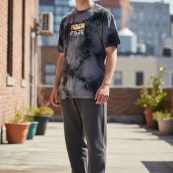 Jujutsu Kaisen Anime Graphic Tie Dye T-Shirt Black Gray Men’s M 