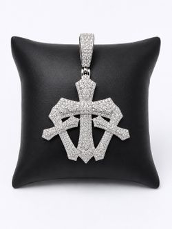 925 Sterling Silver 3.40CT ICED OUT MOISSANITE Triple Cross Men’s Pendant