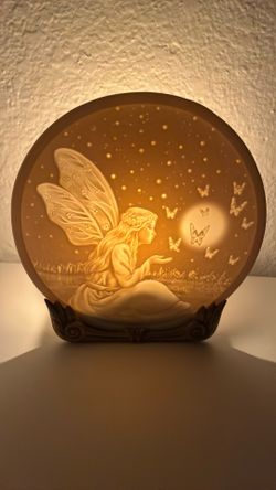 Ceramic Porcelain Partylite Fairy Lamp Butterfly Tealight Candle Holder Votive