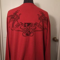 Lucky Brand Knit Wear Men’s Red Long Sleeve Too Tough To Die T-Shirt Size XXL