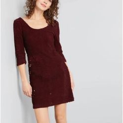 BB Dakota Like New Burgundy Dressy Sequin Dress.  Size XS (2-4) 