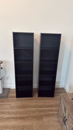 Black bookshelves
