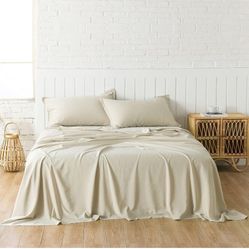 Bamboo, Cotton, Linen Blend Full Size Bed Sheets