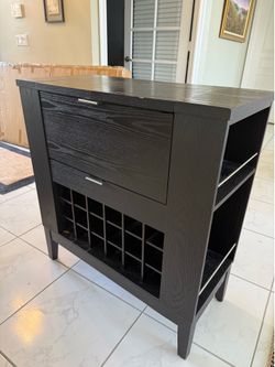 Espresso-colored wooden wine bar