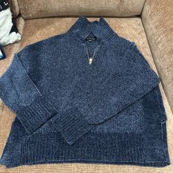 Navy Blue 2-Piece Velvet Knit Sweater Set