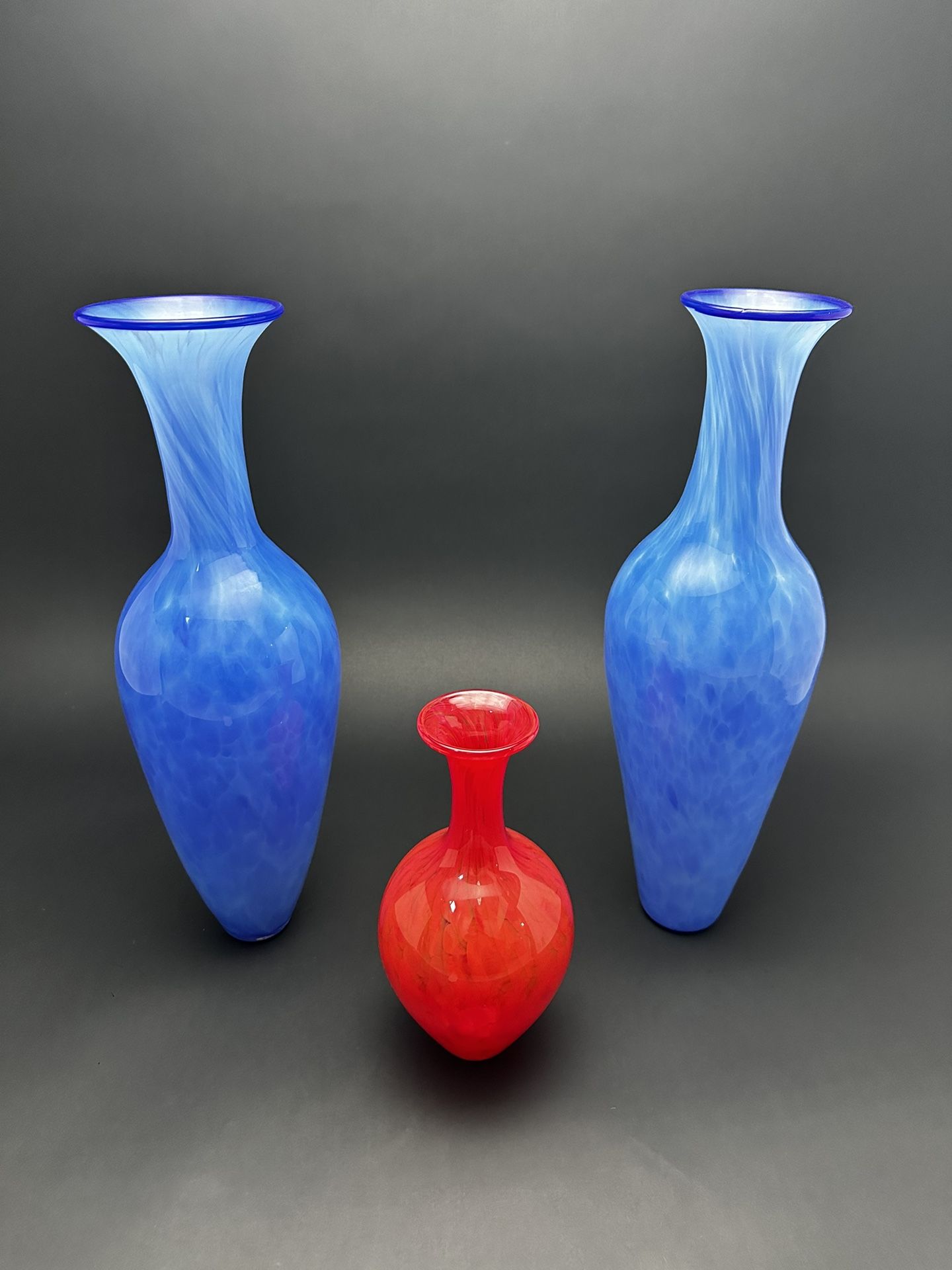 Handblown Vases By Wimberley Glass Works Blue Red