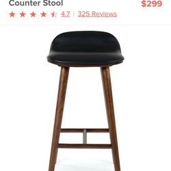 Selling Sede Black Leather Walnut Counter Stools From Article