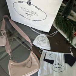 Re-nylon Prada Shoulder bag Pink Saffiano 