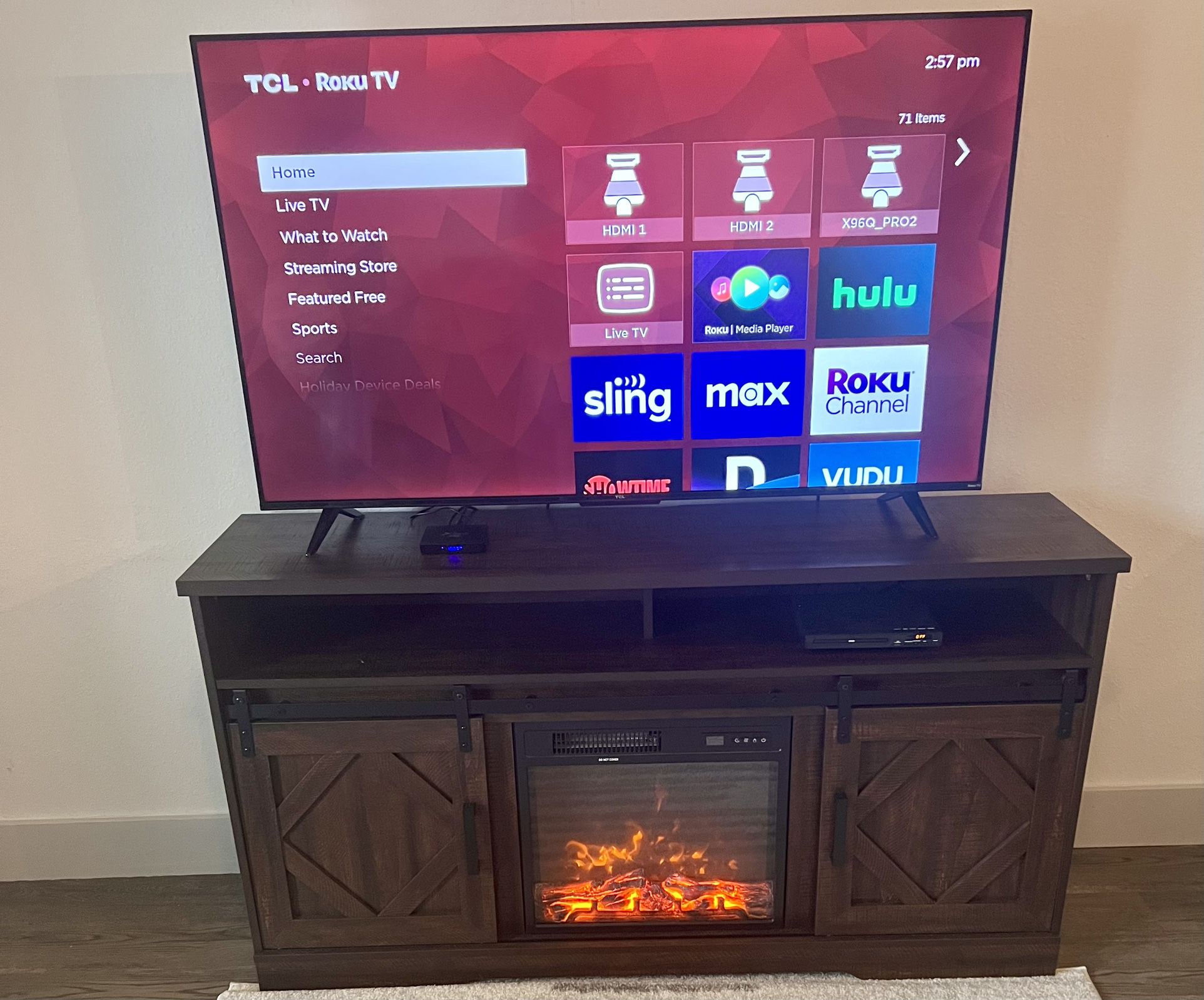 55” TCL Roku TV With Cabinet