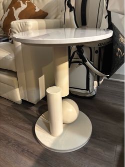 White marble side table