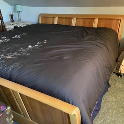 King-sized  Bed Frame & 2 Matching Side Tables