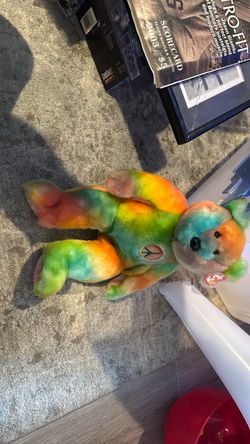 Ty Beanie Baby Peace Bear Tie-Dye Plush