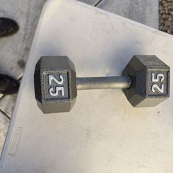 25 lb Solid Steel Hex Dumbbell – Single (Commercial Grade)