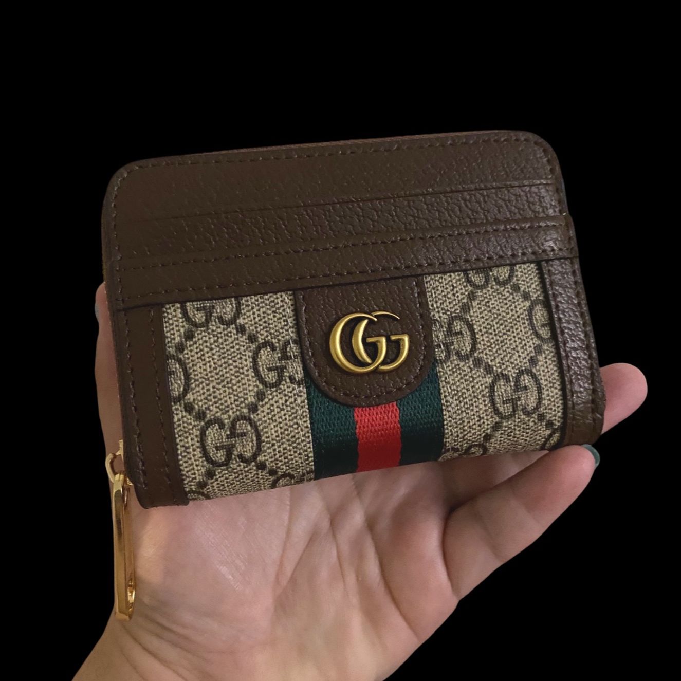 PLS READ DESCRIPTION‼️  Gucci Wallet For Women, Card Holder Card Case Leather, Brown And Beige With Letter G logo 