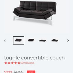 toggle convertible couch (Brown Leather)