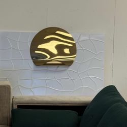 Large Modern Metal Wall Art, 3D Geometric Gold Abstract Rectangle Wall Sculpture, Contemporary Wall Hanging Decor for Living Room, Bedroom, Office, En