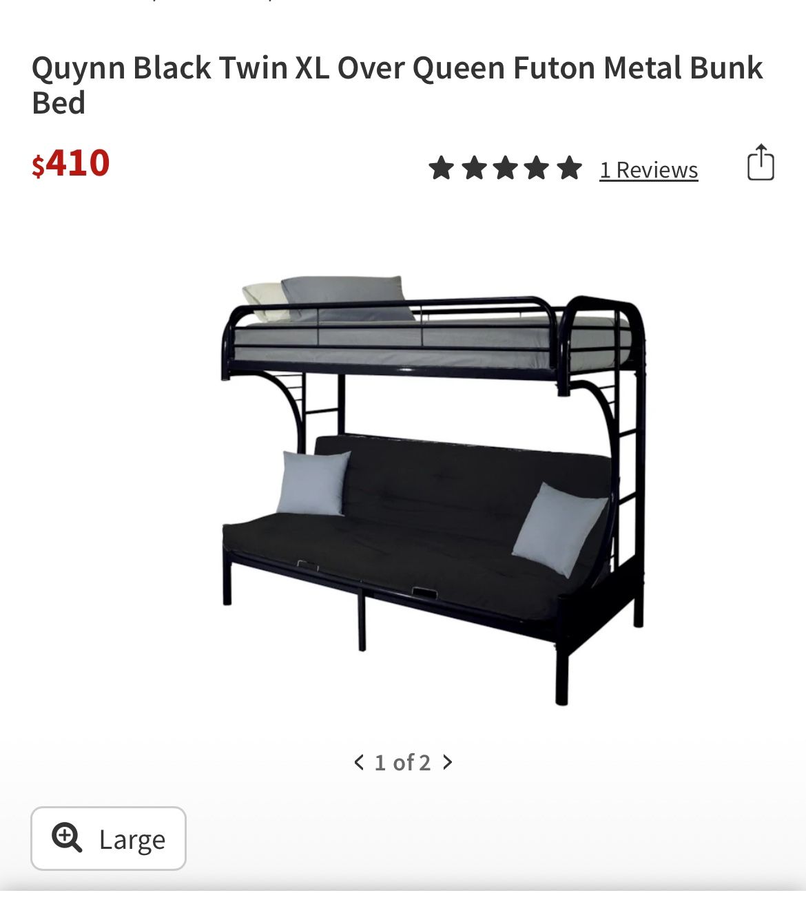 Futon Bunk bed With A Queen Mattress On Bottom